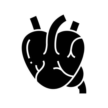 Heart illness black icon, concept illustration, vector flat symbol, glyph sign.