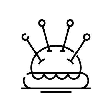 Sewing needles line icon, concept sign, outline vector illustration, linear symbol.