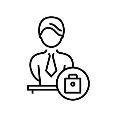 Security worker line icon, concept sign, outline vector illustration, linear symbol.