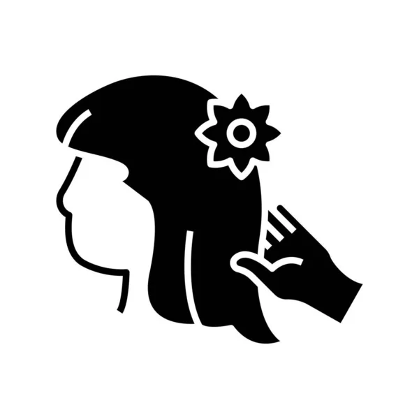 Hair decoration black icon, concept illustration, vector flat symbol, glyph sign. — Stockvector