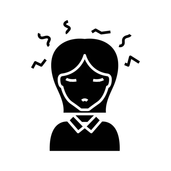 Headache black icon, concept illustration, vector flat symbol, glyph sign. — Stock vektor