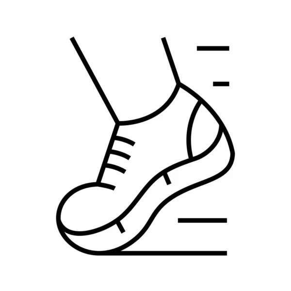 Icona della linea di scarpe da corsa, segno concettuale, illustrazione vettoriale contorno, simbolo lineare . — Vettoriale Stock
