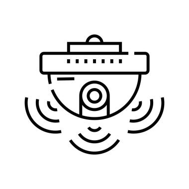 Akıllı ev satırı simgesi, kavram işareti, ana hatlı vektör çizimi, doğrusal sembol.