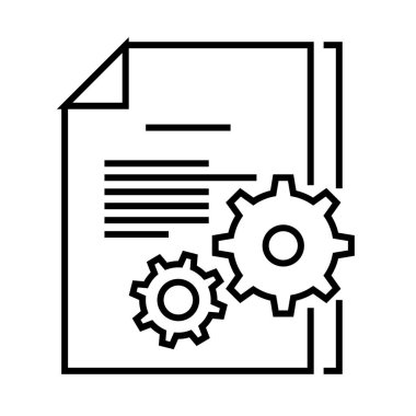Ayarlar satır simgesi, konsept işareti, dış hatlar vektör çizimi, doğrusal sembol.