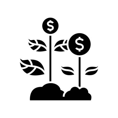 Büyüyen iş simgesi, konsept illüstrasyon, vektör düz sembol, kabartma işareti.