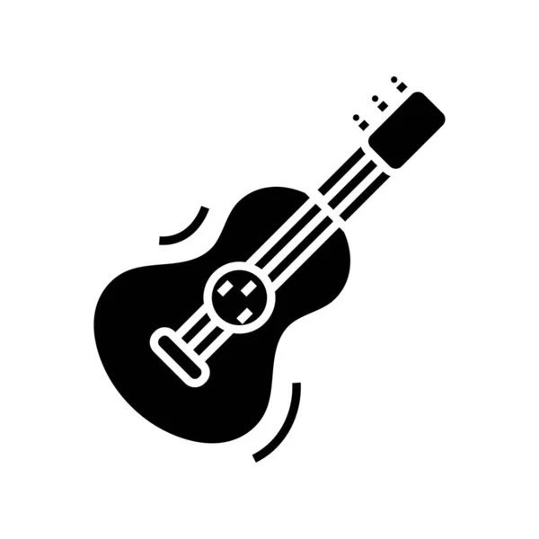 Чорна ікона гітари, концептуальна ілюстрація, векторний плоский символ, знак гліфа . — стоковий вектор