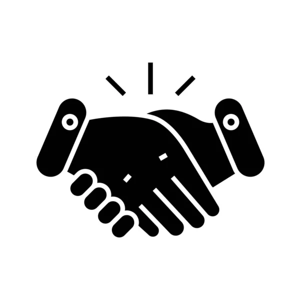 Handshake black icon, concept illustration, vector flat symbol, glyph sign. — Stok Vektör