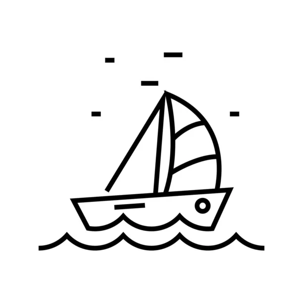 Sailing boat line icon, concept sign, bosquejo vector ilustración, símbolo lineal . — Archivo Imágenes Vectoriales