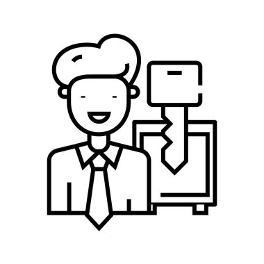 Güvenli erişim çizgisi simgesi, konsept işareti, ana hatlı vektör çizimi, doğrusal sembol.