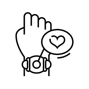 Akıllı aygıt çizgisi simgesi, konsept işareti, özet vektör çizimi, doğrusal sembol.