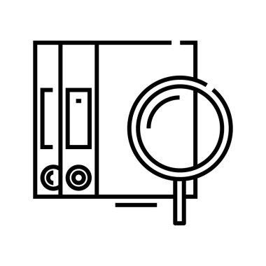 Searching files line icon, concept sign, outline vector illustration, linear symbol.