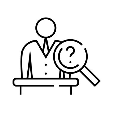 Cevap satırı simgesi, konsept işareti, ana hatlı vektör çizimi, doğrusal sembol aranıyor.