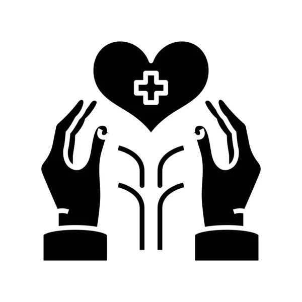 Hepling hands black icon, concept illustration, vector flat symbol, glyph sign. — 图库矢量图片