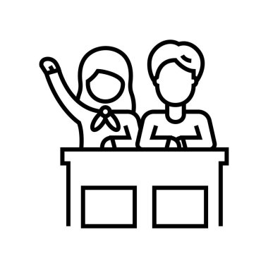 Okul çizgisi simgesi, konsept işareti, taslak vektör çizimi, doğrusal sembol.