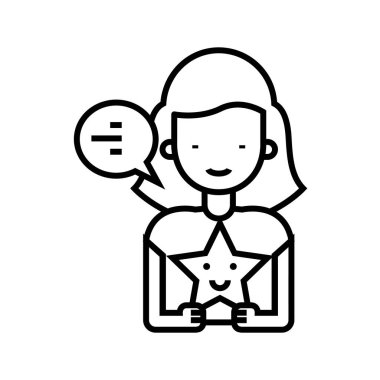 Smiling employee line icon, concept sign, outline vector illustration, linear symbol.