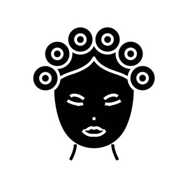 Hair curlers black icon, concept illustration, vector flat symbol, glyph sign.
