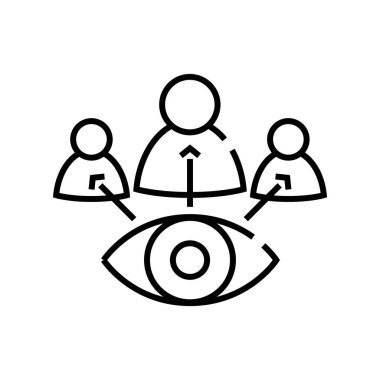 Ruling eye line icon, concept sign, outline vector illustration, linear symbol.