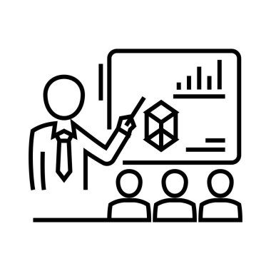 Showing charts line icon, concept sign, outline vector illustration, linear symbol.