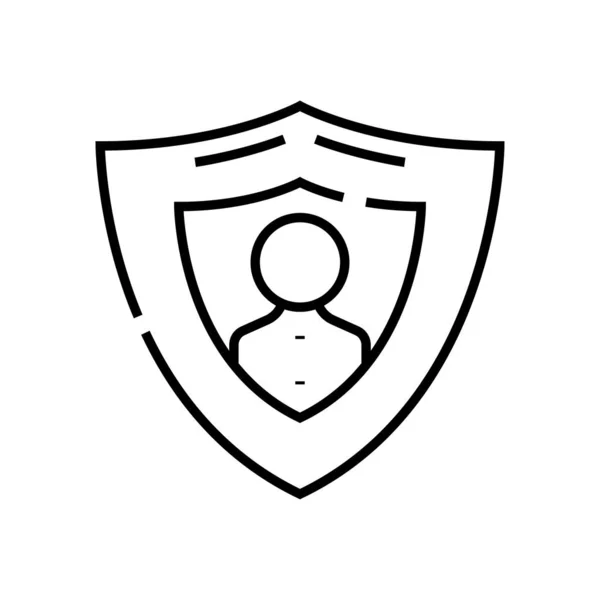 Självskyddslinje ikon, begrepp tecken, kontur vektor illustration, linjär symbol. — Stock vektor