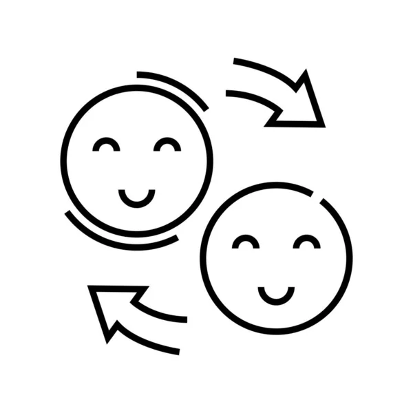 Sharing emotions line icon, concept sign, outline vector illustration, linear symbol. — ストックベクタ