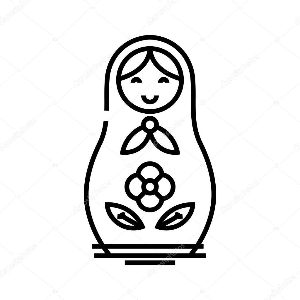 Russian doll line icon, concept sign, outline vector illustration, linear symbol.