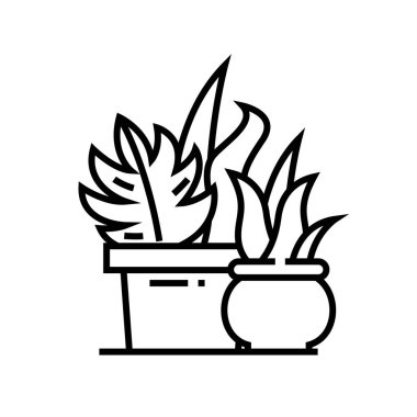 Room plants line icon, concept sign, outline vector illustration, linear symbol.
