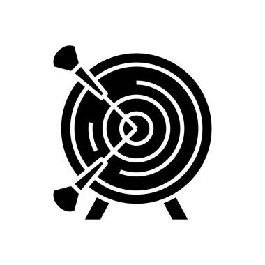 Goal achievement black icon, concept illustration, vector flat symbol, glyph sign.