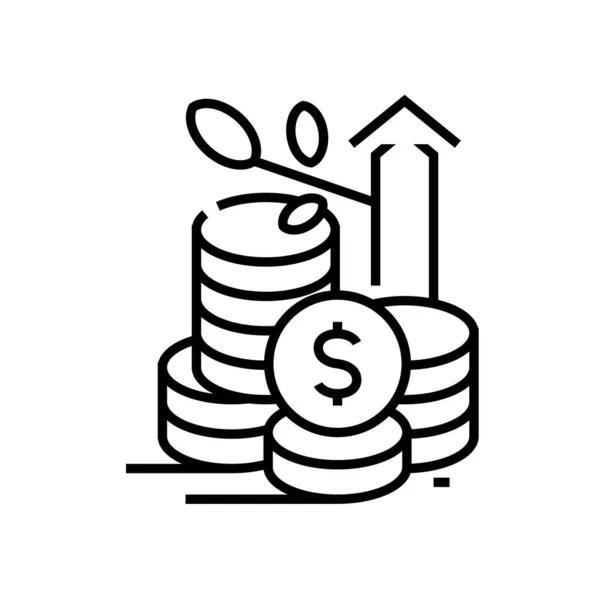 Icône de ligne de prix croissante, signe conceptuel, illustration vectorielle de contour, symbole linéaire . — Image vectorielle