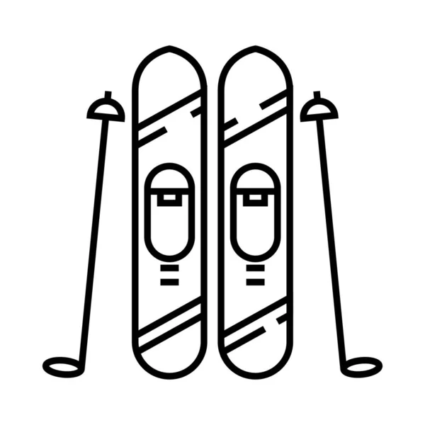 Skiing line icon, concept sign, outline vector illustration, linear symbol. — Stok Vektör