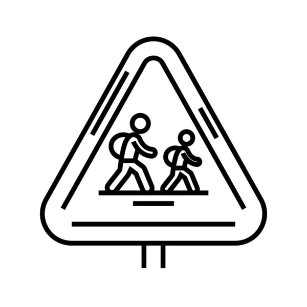 School road line icon, concept sign, outline vector illustration, linear symbol. — 스톡 벡터