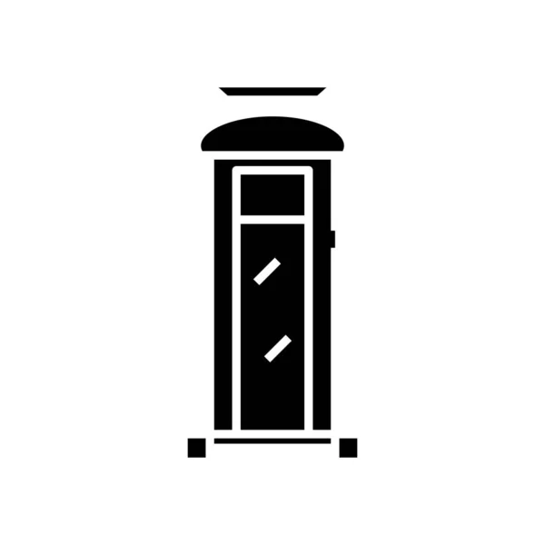 Piccolo armadio icona nera, concetto illustrazione, vettore simbolo piatto, segno di glifo . — Vettoriale Stock