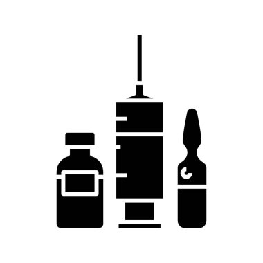 Injection medicines black icon, concept illustration, vector flat symbol, glyph sign.