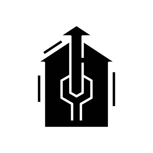 Inicio master icono negro, concepto de ilustración, vector de símbolo plano, signo de glifo . — Vector de stock