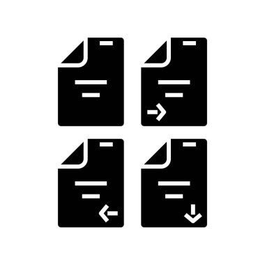 Bilgi aktarımı simgesi, konsept illüstrasyon, vektör düz sembol, kabartma işareti.