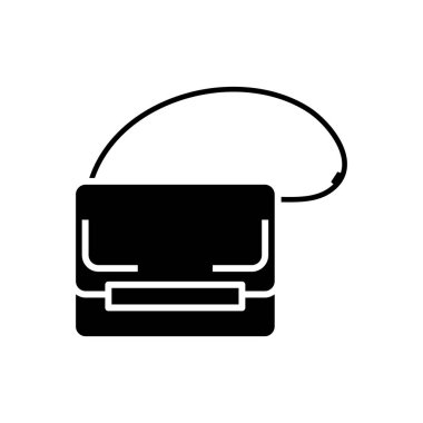 Küçük torba siyah simge, konsept illüstrasyon, vektör düz sembol, sembol işareti.