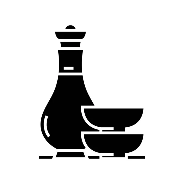 Cocina vajilla icono negro, concepto de ilustración, vector de símbolo plano, signo de glifo . — Vector de stock