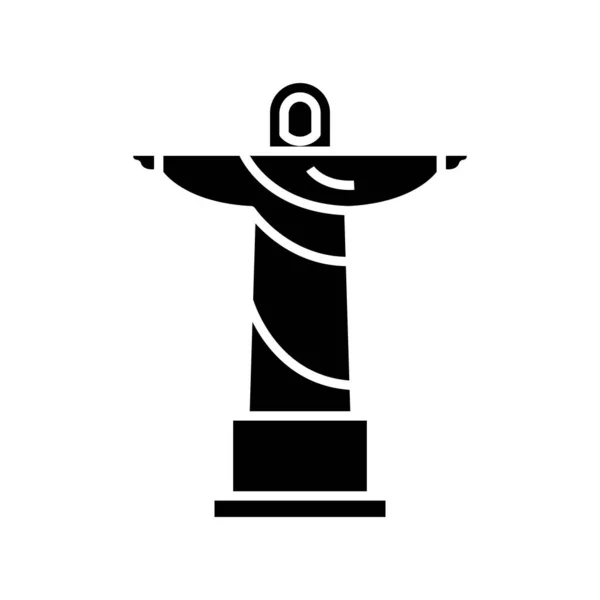 Jesus Kristus staty svart ikon, begrepp illustration, vektor platt symbol, glyf tecken. — Stock vektor