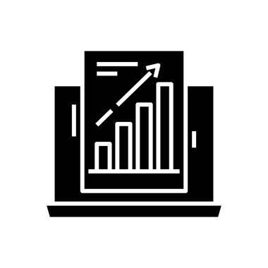 Increasing data black icon, concept illustration, vector flat symbol, glyph sign.
