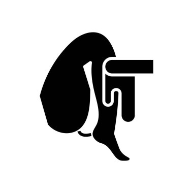 Bacak tüy dökücü siyah simge, konsept çizim, vektör düz sembol, kabartma işareti.