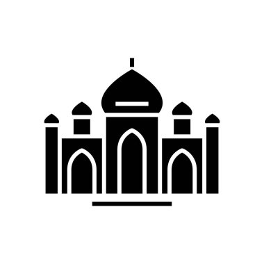 India temples black icon, concept illustration, vector flat symbol, glyph sign.
