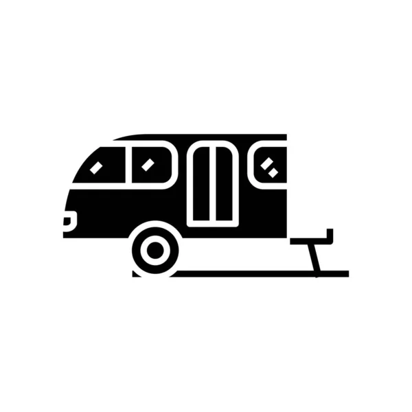 Hem släpvagn svart ikon, begrepp illustration, vektor platt symbol, glyf tecken. — Stock vektor