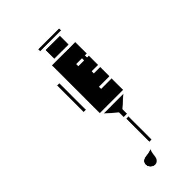 Injection pill black icon, concept illustration, vector flat symbol, glyph sign.