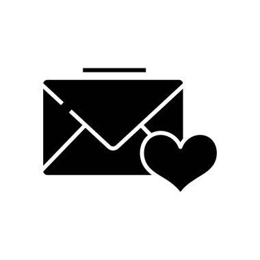 Love letter black icon, concept illustration, vector flat symbol, glyph sign.