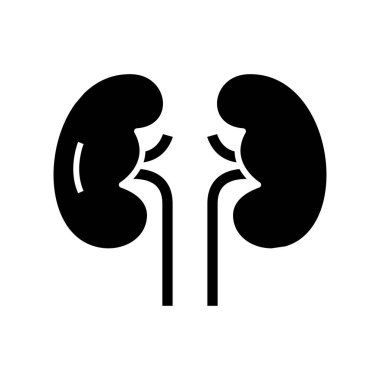 Kidney internal organs black icon, concept illustration, vector flat symbol, glyph sign.