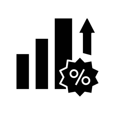 Interest rate increase black icon, concept illustration, vector flat symbol, glyph sign.