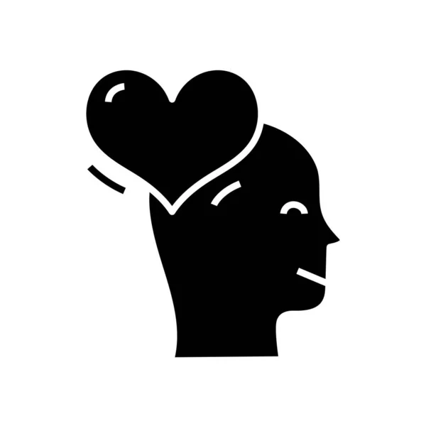 Loving mind black icon, concept illustration, vector flat symbol, glyph sign. — Stock vektor