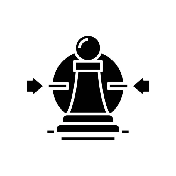 Important move black icon, concept illustration, vector flat symbol, glyph sign. — Stockvector