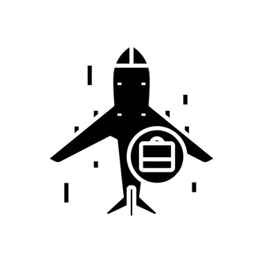 Uluslararası belgeler siyah simge, konsept illüstrasyon, vektör düz sembol, kabartma işareti.