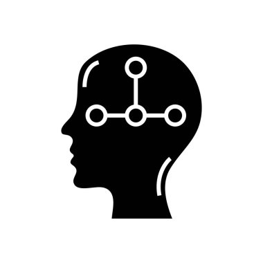 Görevleri bağlamak siyah simge, konsept illüstrasyon, vektör düz sembol, kabartma işareti.