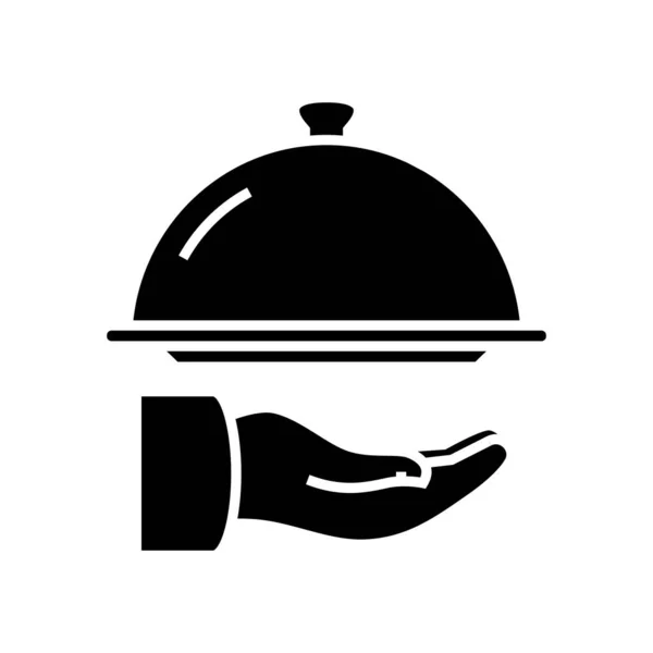 Hot food icona nera, concetto illustrazione, vettore simbolo piatto, segno di glifo . — Vettoriale Stock